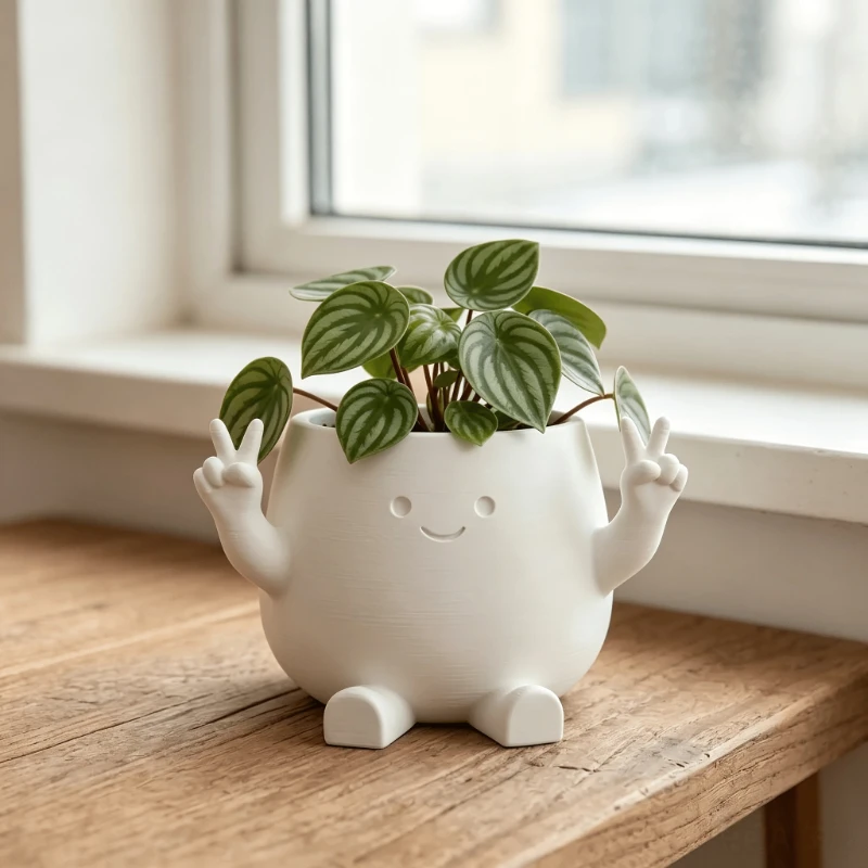 3/1 Piece Cartoon Character Hand Gesture Flower Pot, Only the Flower Pot, with a Cute Character Design, It Is a Perfect Home for Plants Like Pennywort and Succulents, and Can Also Be Cleverly Used as a Pen Holder, Suitable for Art Enthusiasts, Flower Lovers, Home Decor Enthusiasts, as a Creative Little Item, Cute Ornament, Halloween and Christmas Gifts