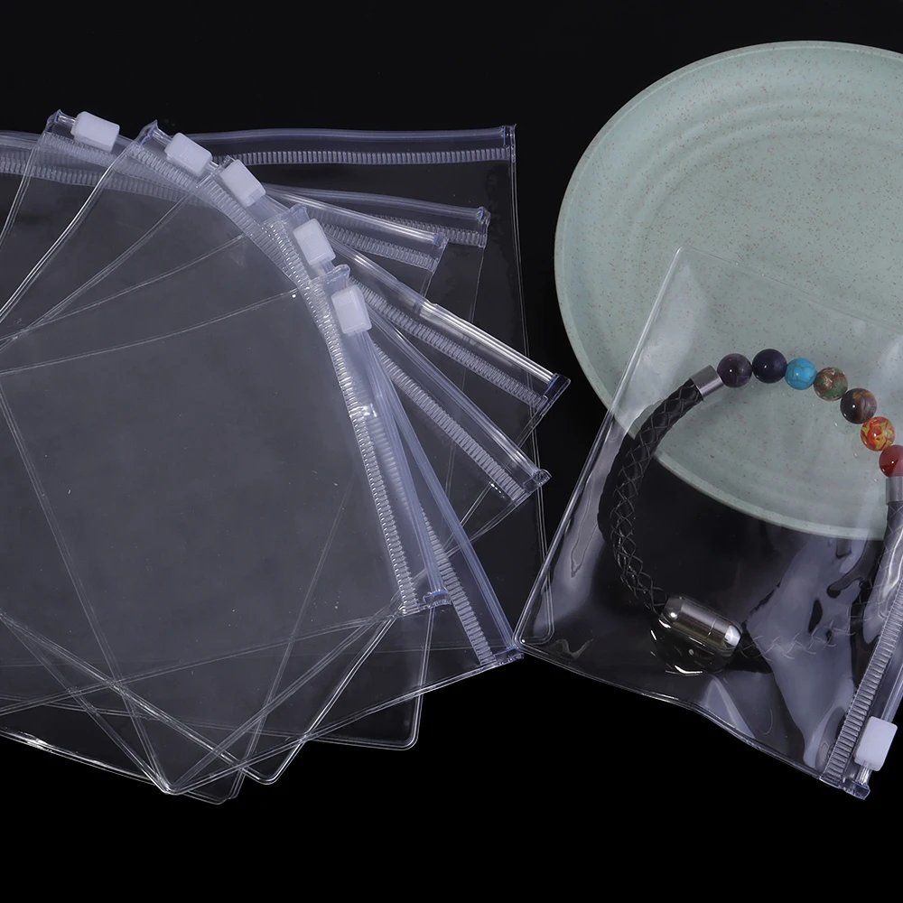 10pcs/lot PVC Transparent Seff-sealing Bag Zipped Lock Clear Storage Bags For Beads Necklace Jewelry Pouch Packaging Bag - view 4