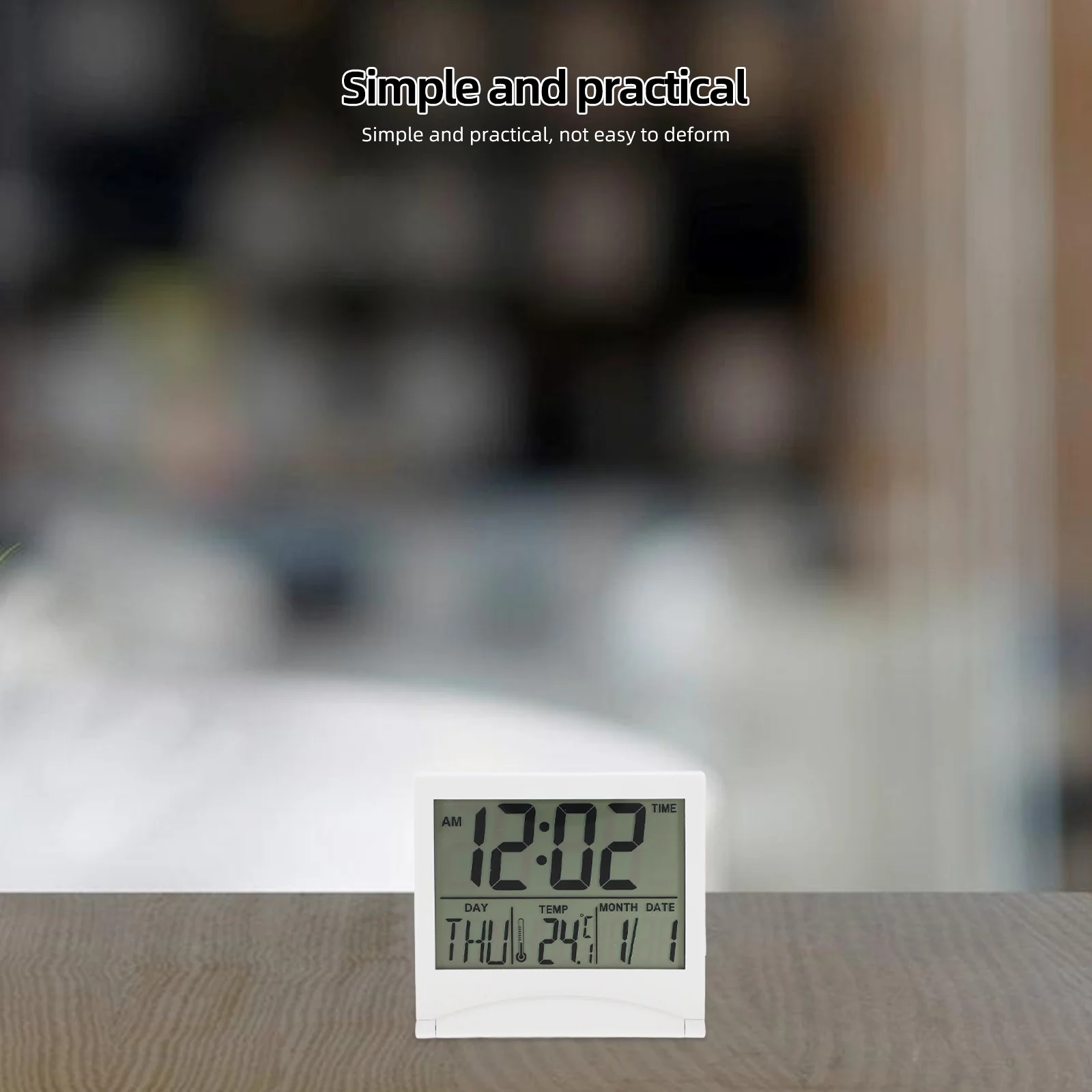 المدمجة طوي منبه رقمي على مدار الساعة التقويم عرض درجة الحرارة مكتب السفر على مدار الساعة المنبه لساعات غرف النوم #6