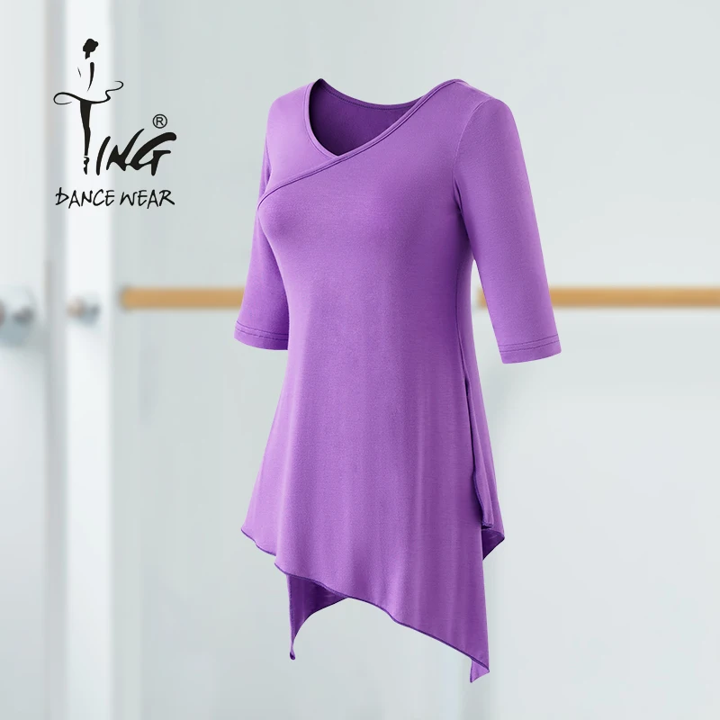 chen-ting-summer-new-adult-silk-cotton-five-quarter-sleeve-casual-dance-practice-uniform-women's-style-square-dance-top