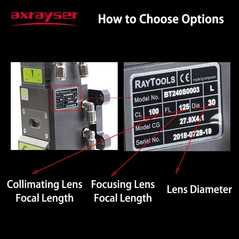 Raytools Laser-Kollimations- und Fokussierlinse F100/F125/F150 mit Halterung für BT240 BM110 BM111 BM114 BM115 Faserschneidkopf-Teile – Detail 8