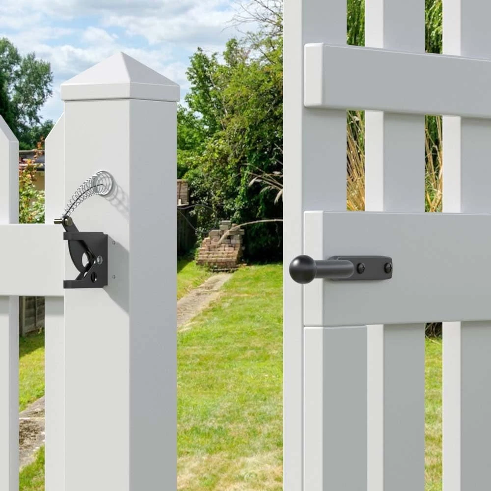 Self Closing Fence Gate Latches with Spring Cable Heavy Duty Automatic Gravity Lever Door Latches Hardware Gate Lock
