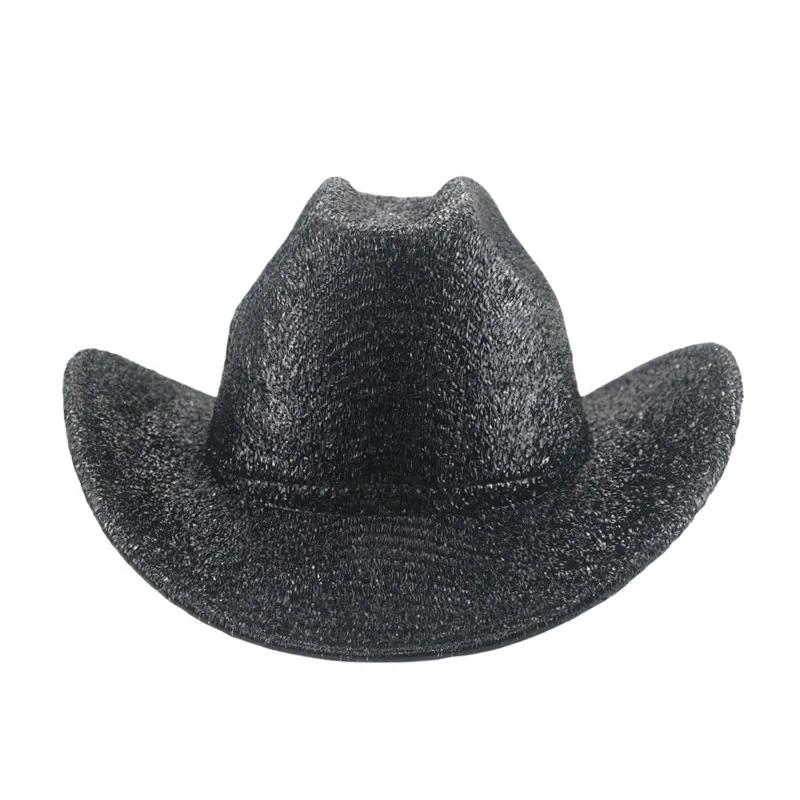 Chapeau de cowboy à bord roulé à paillettes pour filles, Fedora brillant, Hot Western Party, casquette en feutre, Topper, nouveau