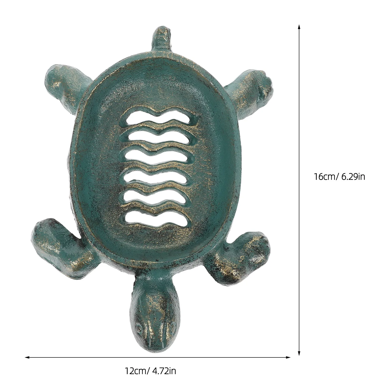 Vintage Rustic Turtle Soap Dish Cast Iron Bathroom Holder Drainable Farmhouse Kitchen Sink Accessory Green Rustic Soap Dish
