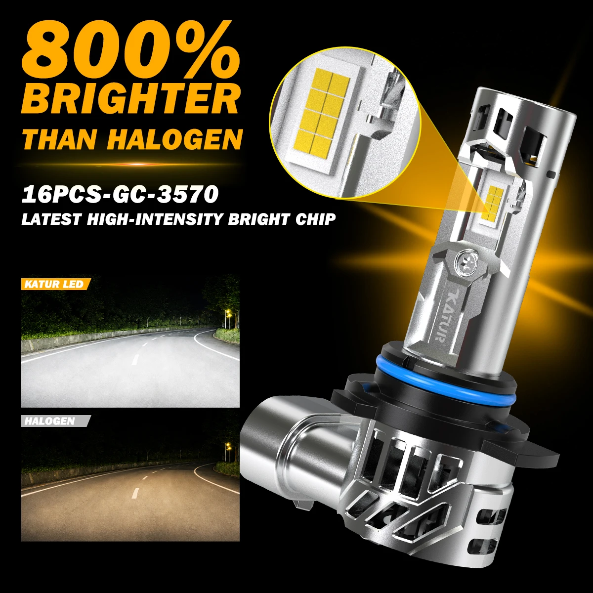 Katur 2pcs 9012 Car Led Headlight with Fan White 6500K Canbus Low Beam High Beam For Chrysler 300 2015~2017 FORD EDGE 2014 - view 3