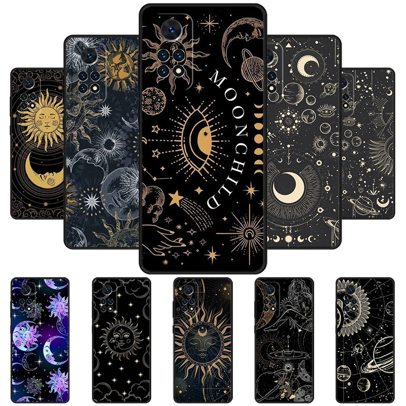 Suns Moons Clouds Astrological Phone Case For Redmi Note 11 EPro 11S 10T 9S Promax 8 Pro Xiaomi Mi 11 12X 12S Ultra Cover