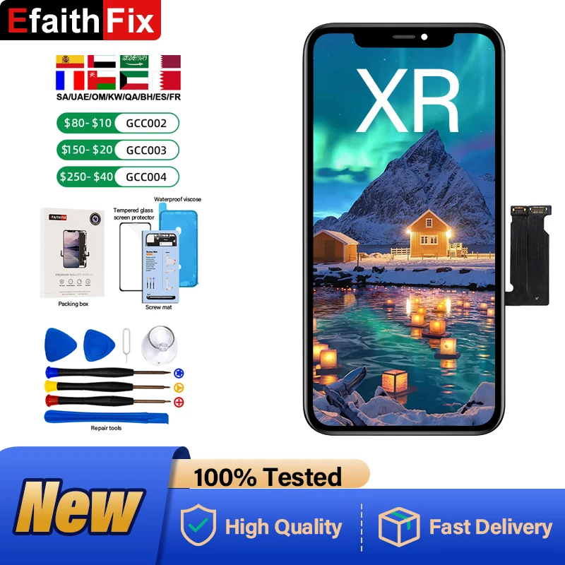 EFAITHFIX for iPhone XR LCD Screen Replacement 6.1 Inch Frame Assembly Display and 3D Touch Screen Digitizer with Repair Tools