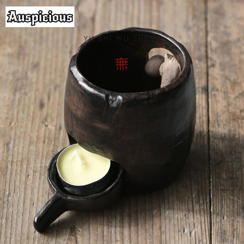 Wabi-sabi Style Stoneware Tea Roaster Creative Owl Japanese Tea Roaster Tea Ceremony Accessories Ceramic Tea Leaf Incense Burner