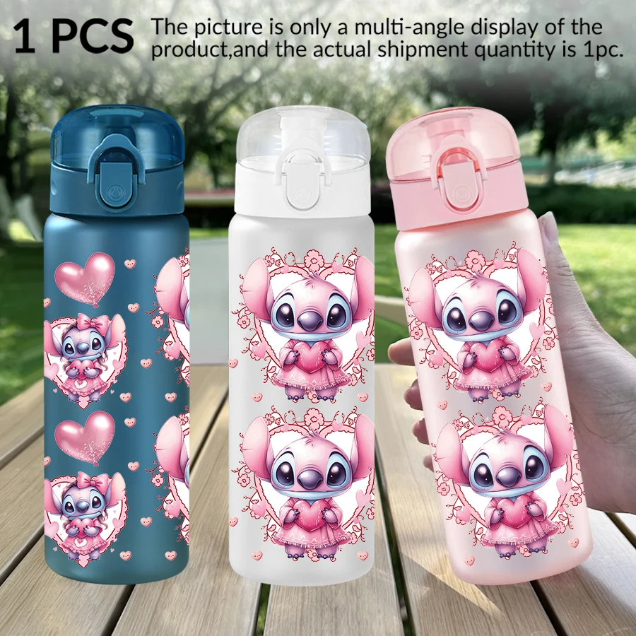 1Pc Disney, Stitch, Love, 26oz Plastic Water Bottle Sports Water Cup with Lift Rope Birthday/Back To School Gift