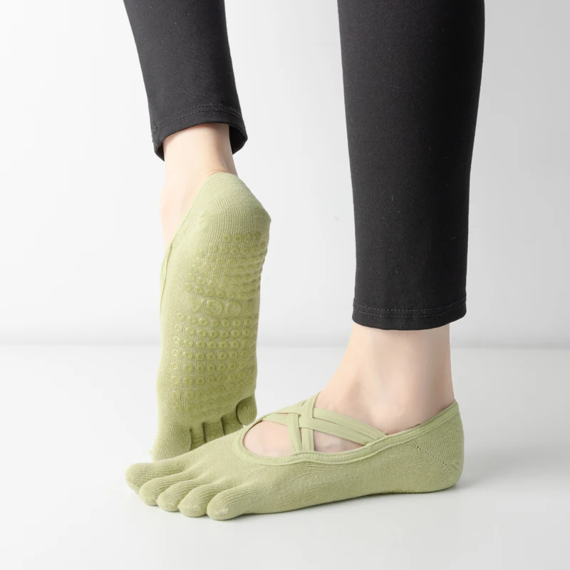 Neue Frauen Anti Slip Pilates Socken Fünf Kappe Silikon Non-Slip Yoga Socke Verband Ballett Tanz Damen Fitness Sport baumwolle Socke – Detail 6