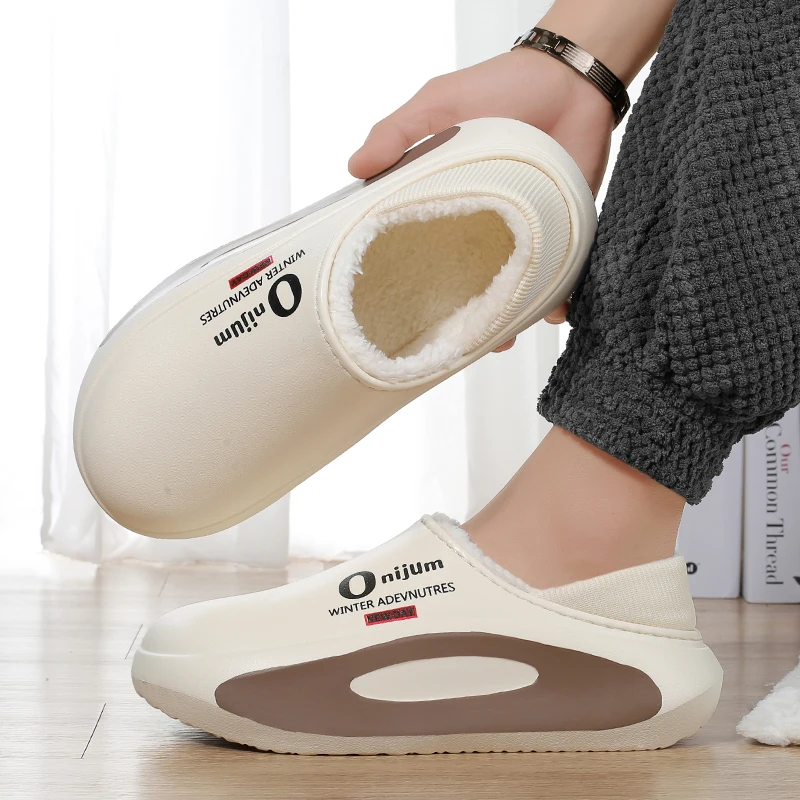Мужские и женские хлопковые тапочки, мягкие теплые тапочки, непромокаемые лоферы, унисекс, домашние плюшевые тапочки для спальни, зимняя парная обувь