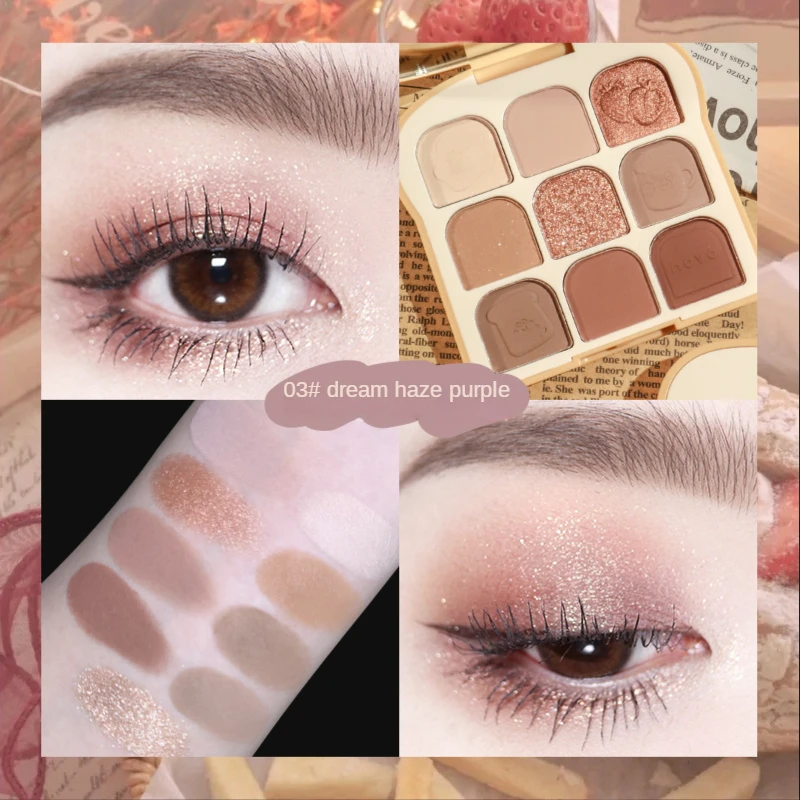 NOVO Toast 9 Colors Matte Eyeshadow Palette Pearlescent Eye Plate Cute Makeup Palette Female Cosmetic Lasting Nature Beauty view 5