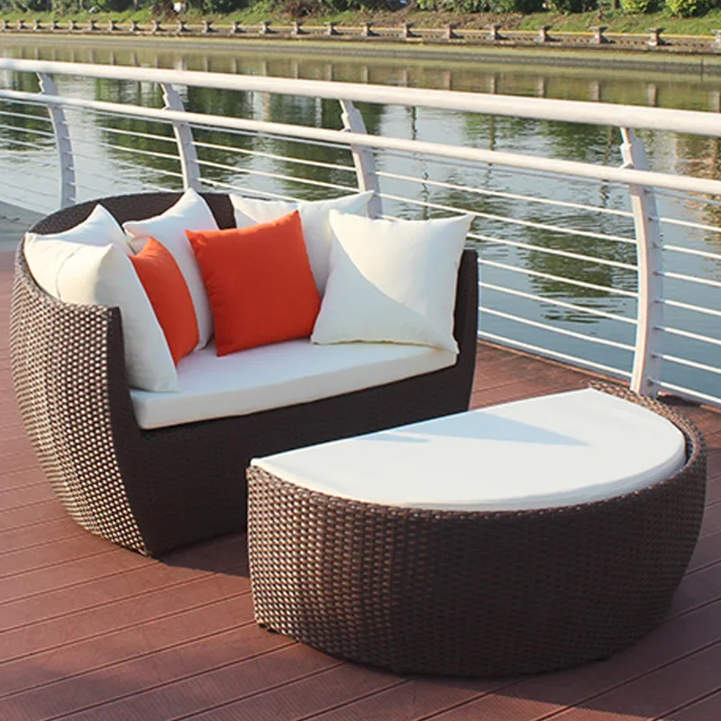 Courtyard Terrace Outdoor Rattan Lounging Pool Beach Loungers Outdoor Courtyard