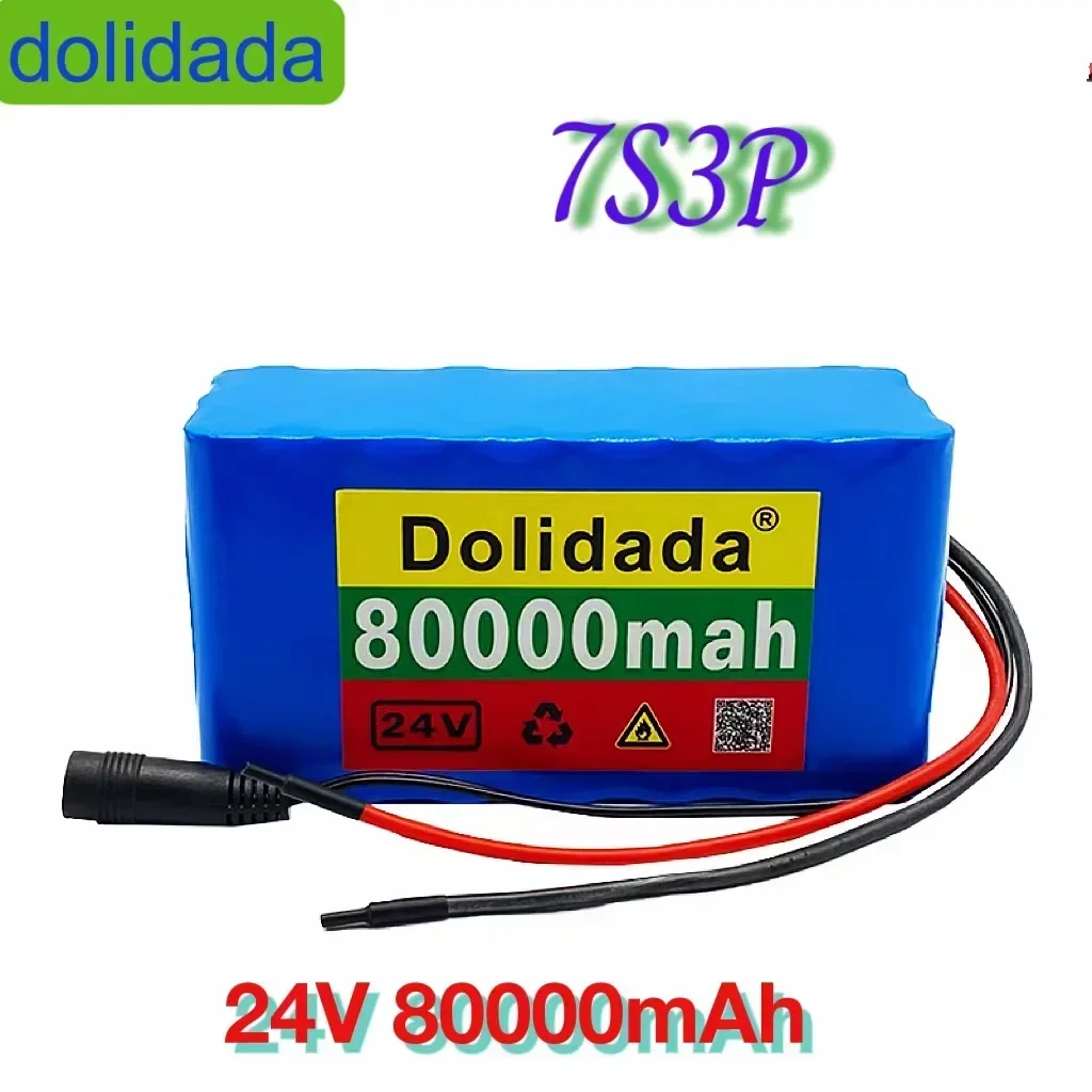 18650-Batterie au lithium-ion 24v 7S3P 80ah/80000mah, pour vélo et scooter électrique, avec bms