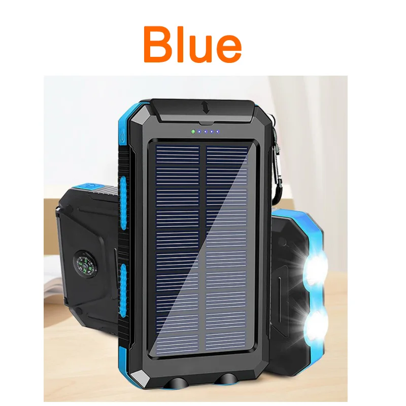 10000mAh Solar Power Bank Fast Charge Phone Charger With Dual LED & USB & Compass For Outdoor Camping-Wholes sales Price
