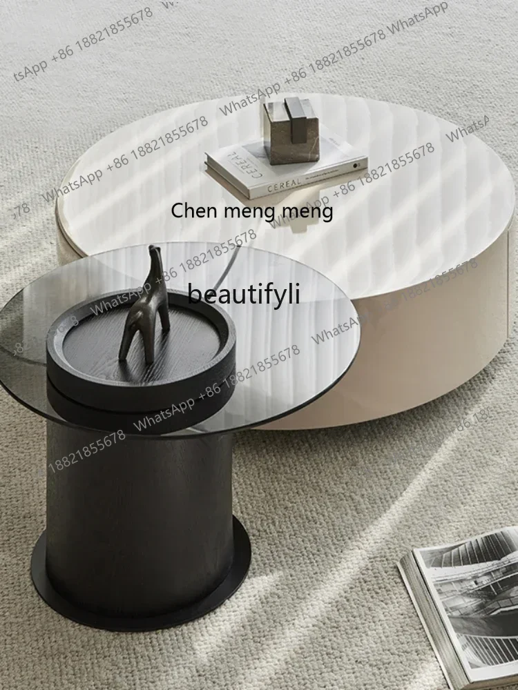 

20031A Round Tea Table Small Apartment Living Room Mini Corner Table Nordic Balcony Glass Side Table Combination
