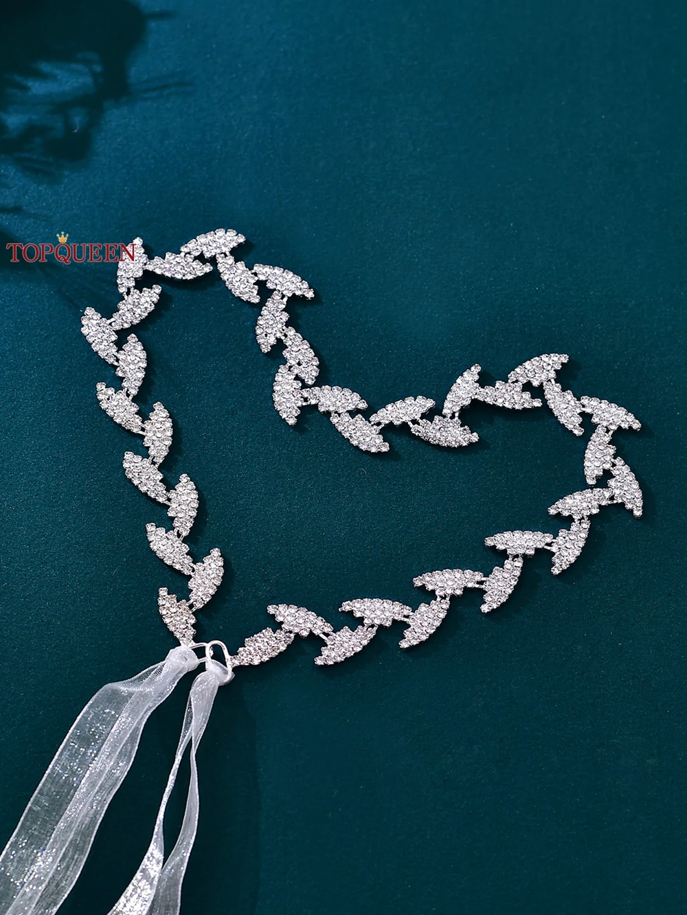 Topqueen Luxe Wedding Sash Bridal Riemen Shiny Riem Formele Zilveren Accessoires Riem Womens Riem Satijn Lichtmetalen Leaf Riem S198