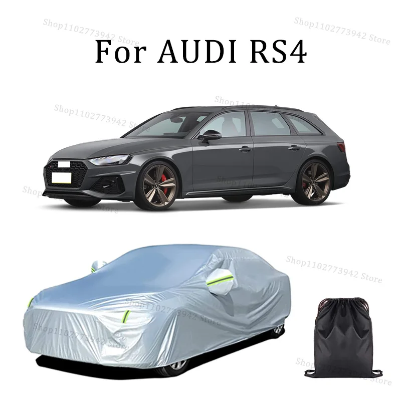 

Car Cover Full Exterior Silvery Black Auto Cover Sunshade Dustproof Protection With Reflective strips for AUDI RS4