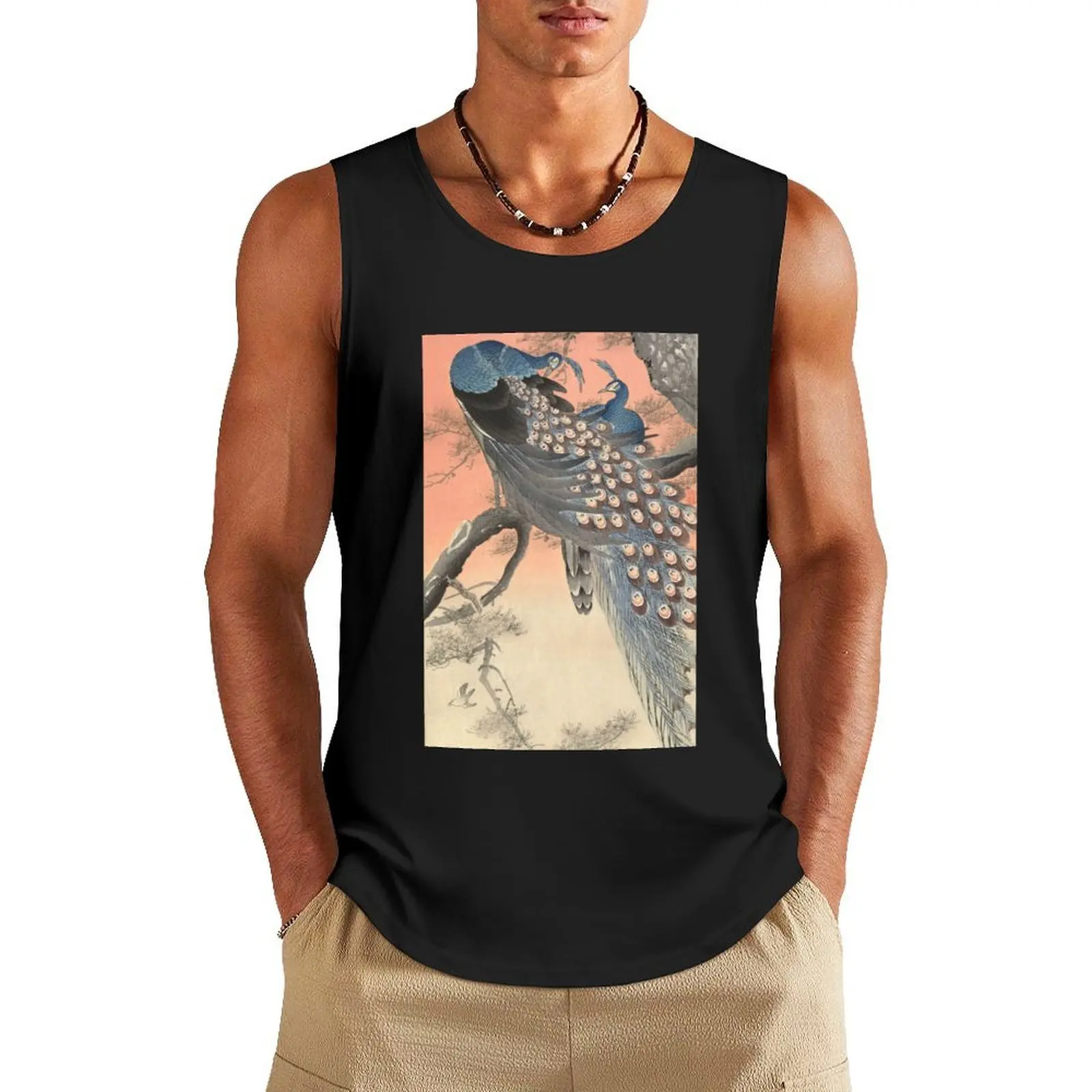 

Two peacocks on tree branch, Ohara Koson Tank Top Gym clothes gym clothes men singlet for men gym training accessories