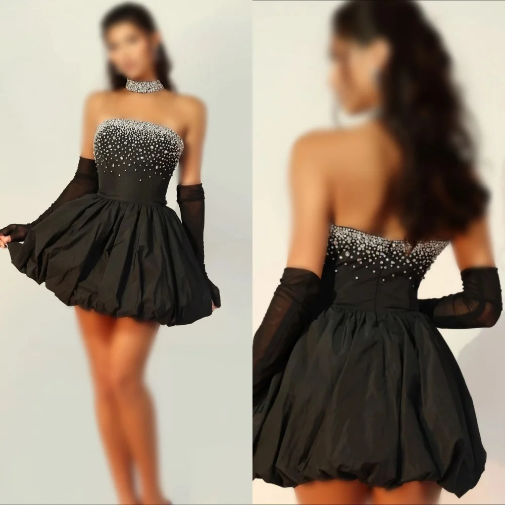 

Короткие платья трапециевидной формы без бретелек со складками и стразами по индивидуальному заказу, платья для особых случаев, доступны размеры, классические размеры