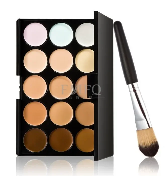 freeship 15 color Concealer Contouring Makeup Kit water puff super combination BRUSH Make up Set Pro Palette brush Sponge Puff