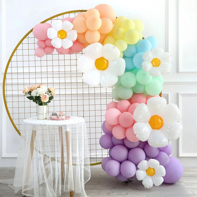 141Pcs Daisy Balloon Arch Garland Kit Yellow Daisy Flower Macaron color Balloons Girls Birthday Baby Shower Party Decorations