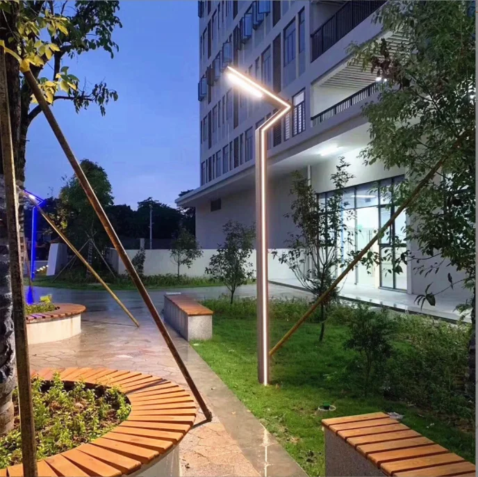 L Shape Light Aluminum Tunnel of Lights Outdoor Road Light Pole Aluminum Garden Courtyard Use Design Sense