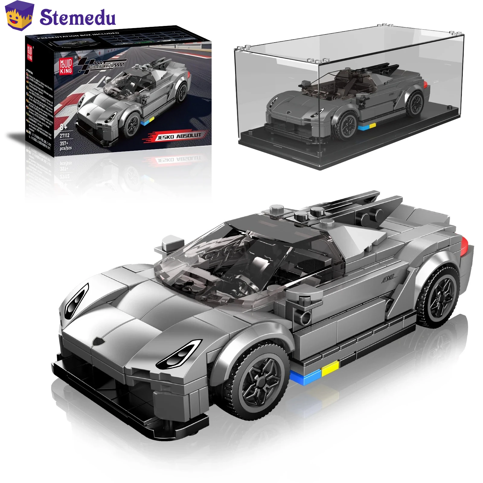 

MOULD KING 27112 357pcs Sports Car Building Blocks Set - Creative DIY Vehicle Models Compatible Standard Bricks with Display Box