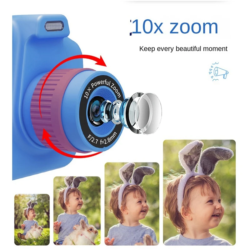 Fotocamera per stampa istantanea per bambini con fotocamera digitale selfie 1080P, regalo di compleanno per ragazzi e ragazze