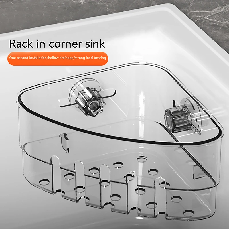 

1Pcs Kitchen Rotating Sink Drain Racks Multi-functional Triangle\Heart-shaped Sponge Holder Wall Mounted Sink Storage Rack