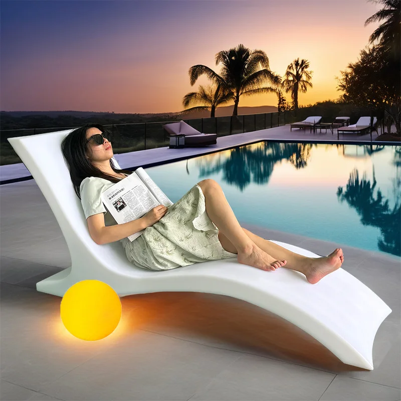 Hotel swimming pool outdoor furniture plastic waterproof lounge chair