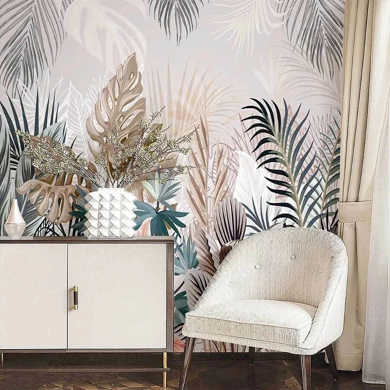 Custom Photo 3D Mural Tropical Rainforest Plant Palm Leaf Wallpaper Living room sofa TV background wall bedroom restaurant Hotel