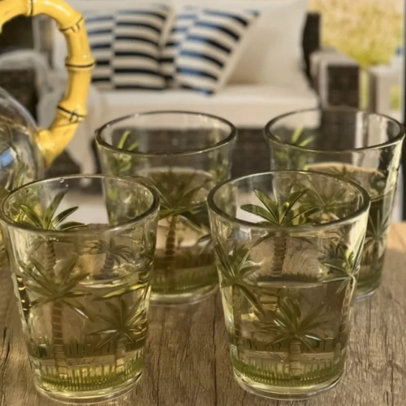 

4Pcs 15oz Palm Tree Design Plastic Glasses Acrylic Water Tumblers Cocktail Drinkware Set Indoor Outdoor Party Drinking Cups