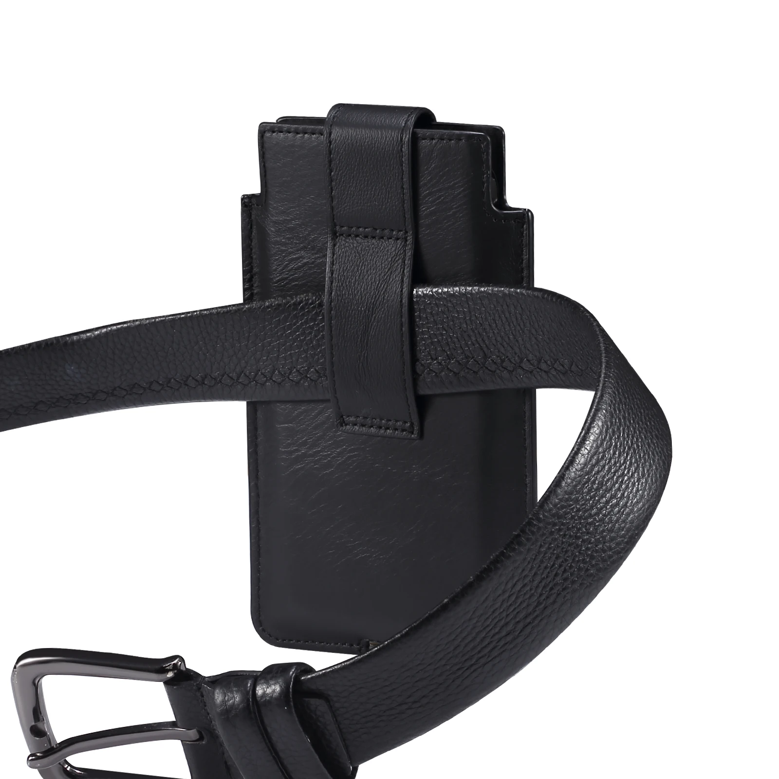 High Quality Leather Men Phone Holster Case for iPhone 14 13 12 Pro For Samsung LG huawei 5.4-7 inch Cellphone Belt Waist Bag image 6
