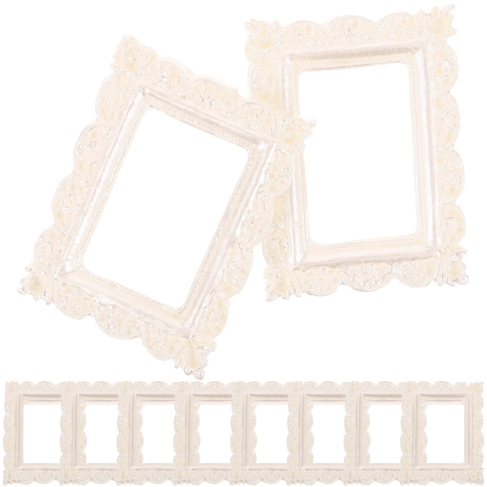 

10 Pcs Picture Frame Photo Ornaments Collage Vintage Frames Resin Tiny Embroidery Hoops for Mini Houses