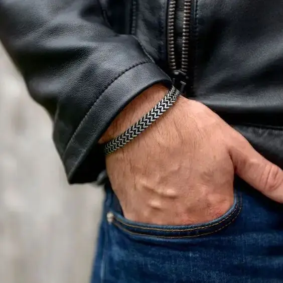 Vintage Chain Bracelets for Men Boys,Stylish Stainless Steel Cuban Link Wristband,Punk Male Jewelry