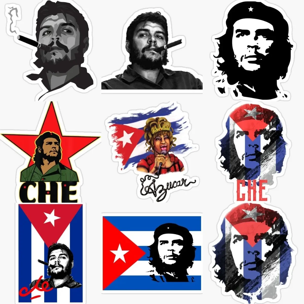 CU Cuban Great Castro Che Guevara Flag Sticker Motorcycle Vinyl Window Laptop Glass Truck Helmet Bicycle Van Wall Car Decal PVC