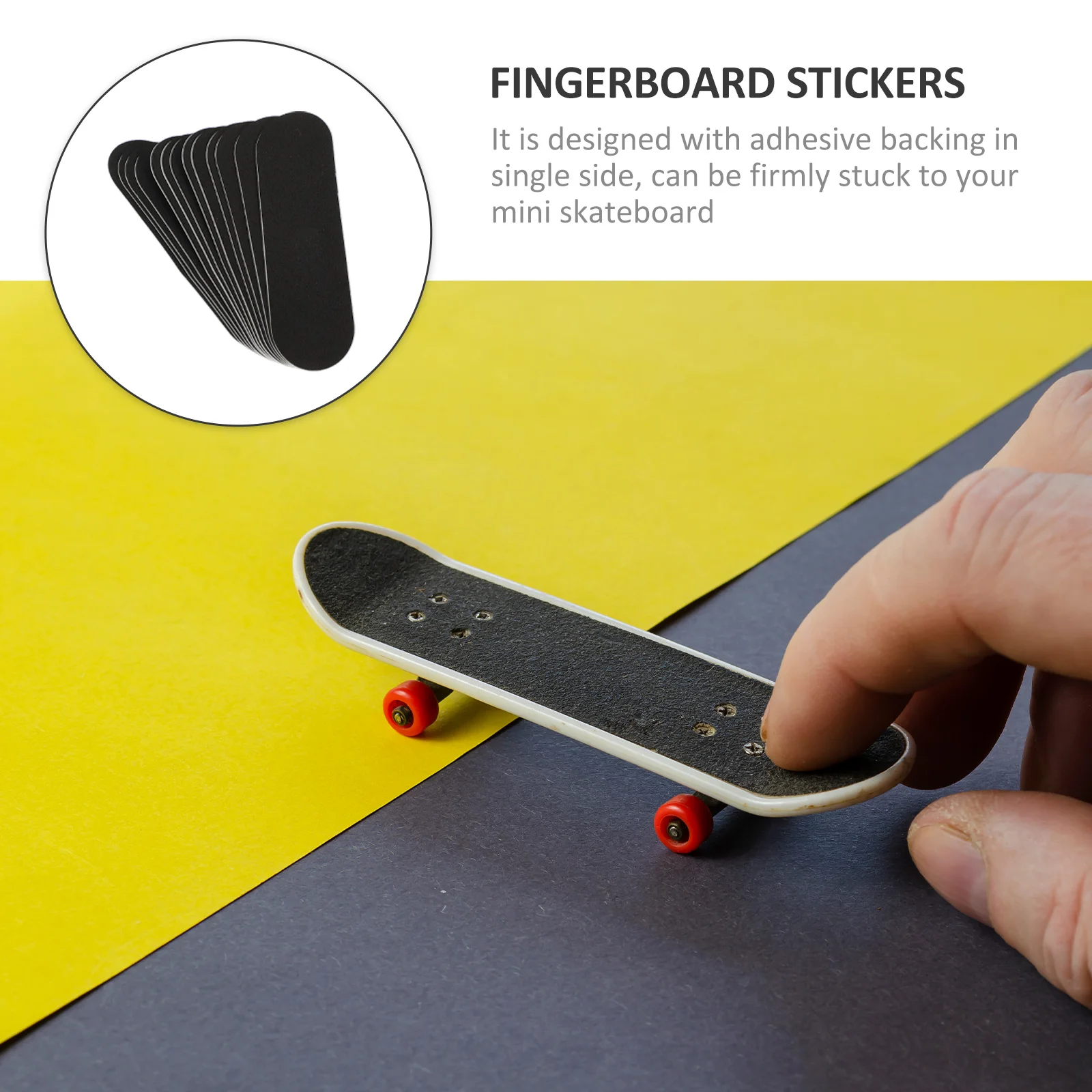 Adesivo antiscivolo per skateboard da dito da 10 pezzi Supporto adesivo nero Materiale in spugna premium per adesivi protettivi per mini skateboard