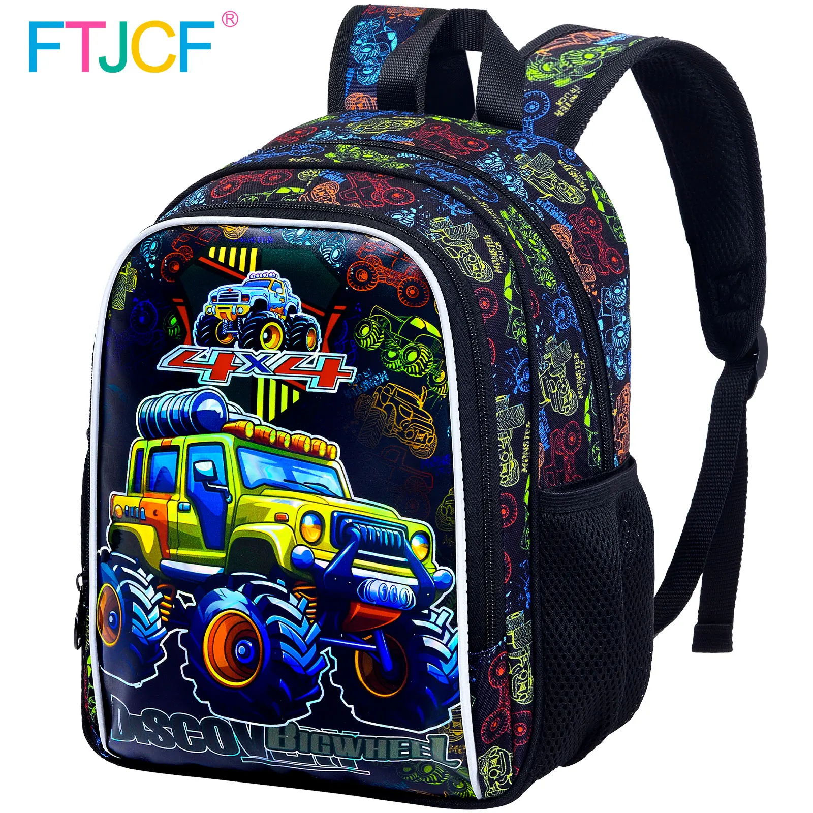 Toddler Backpack for Boys, 13" Car Kids Bookbag, Cute Animal Preschool Kindergarten Schoolbag