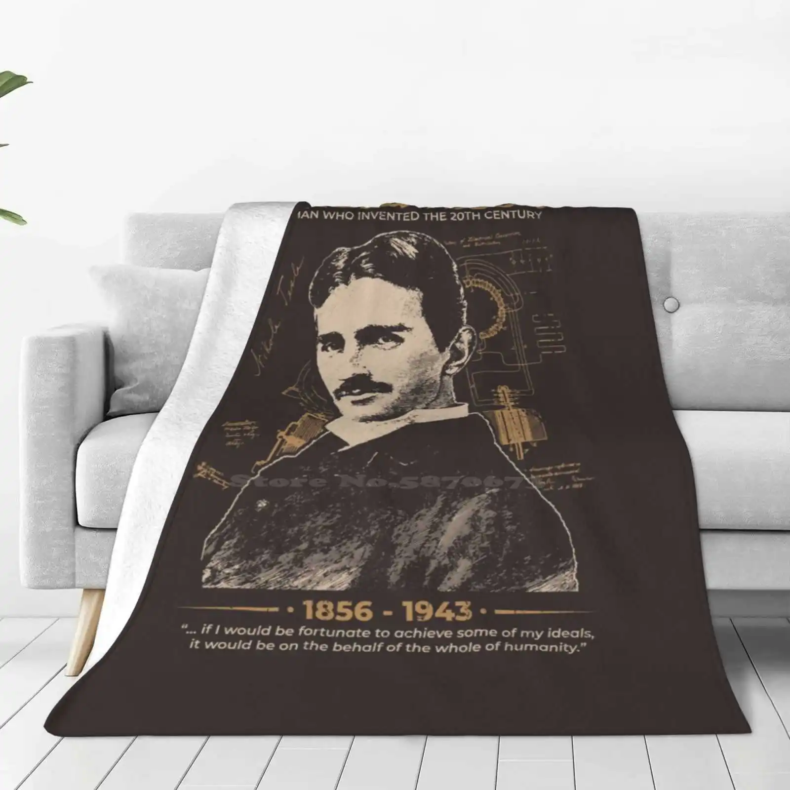 Nikola Tesla Soft Warm Light Thin Blanket Tesla Nikola Quote Future Popart Elements Name Science Engineering Solarenergy