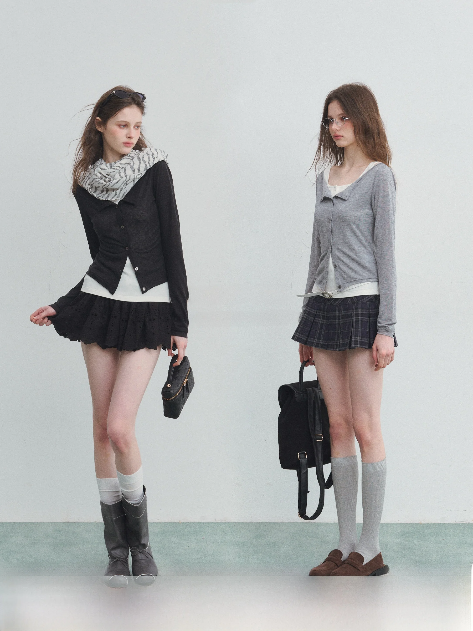 

SPEAR YOUTH Slim Fit Wool Silk Blend Open Cardigan with Cuffed Sves Dual Color Base Casual Sle Long Sve High Collar