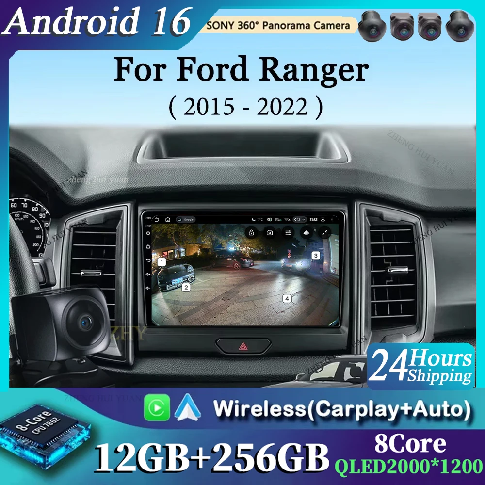 

Автомагнитола Android 16 CarPlay для Ford Ranger 2015-2022, мультимедийная навигационная система, видео, DVD, 2din, 4G