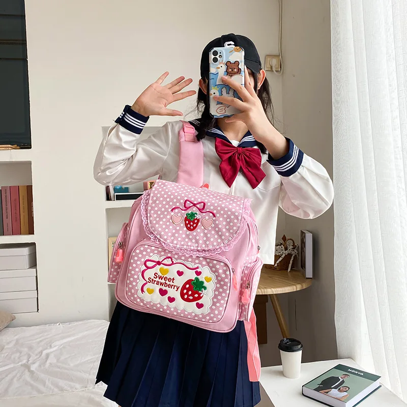 Preppy Style Dot School Backpack for Teenage Girls School Book Bags Children Large Backpacks Mochila