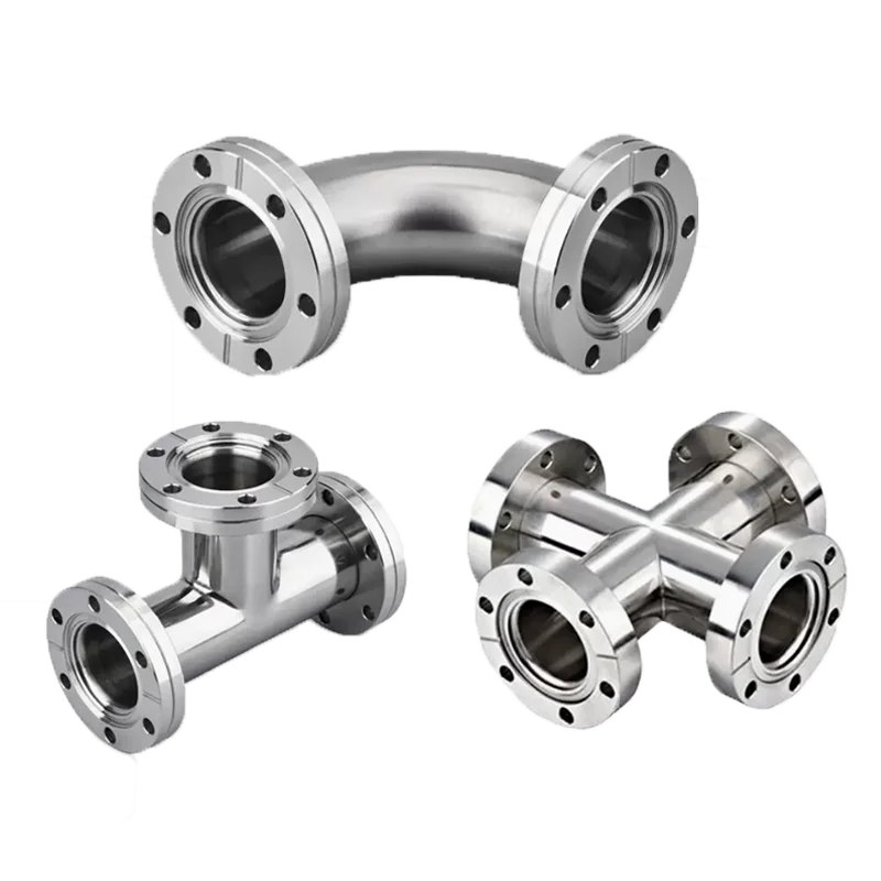 Il raccordo flangiato a croce 2 ultra alto CF a 3 vie in acciaio inossidabile SS304 SS316L può essere ruotato con vuoto per tubazioni