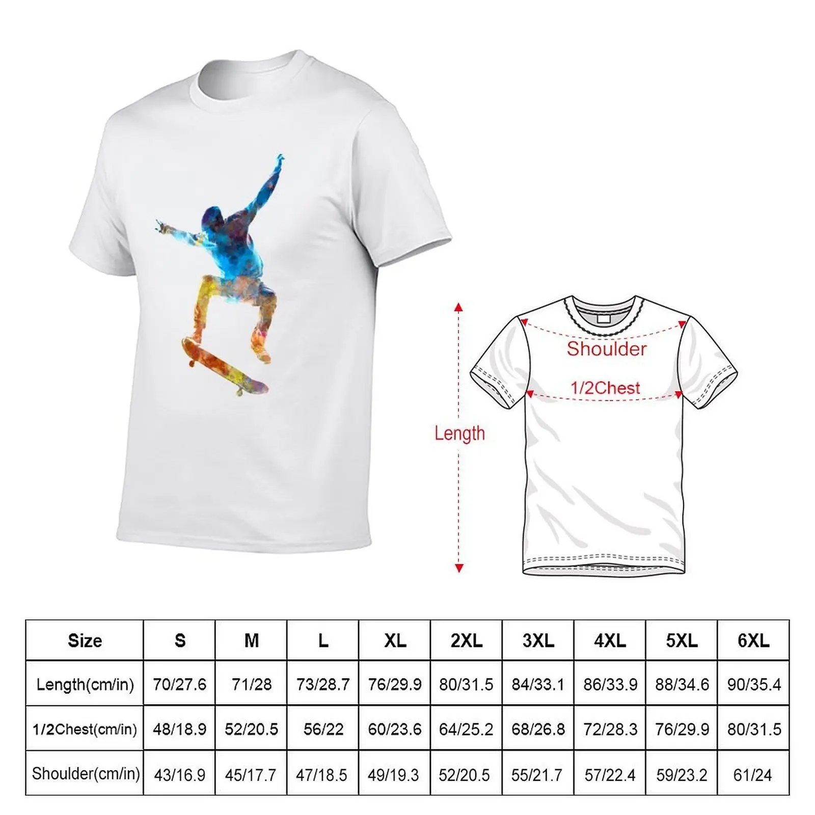 Man skateboard 01 in watercolor T-Shirt man t shirt heavy cotton black cotton t-shirt plain for man package T-Shirt