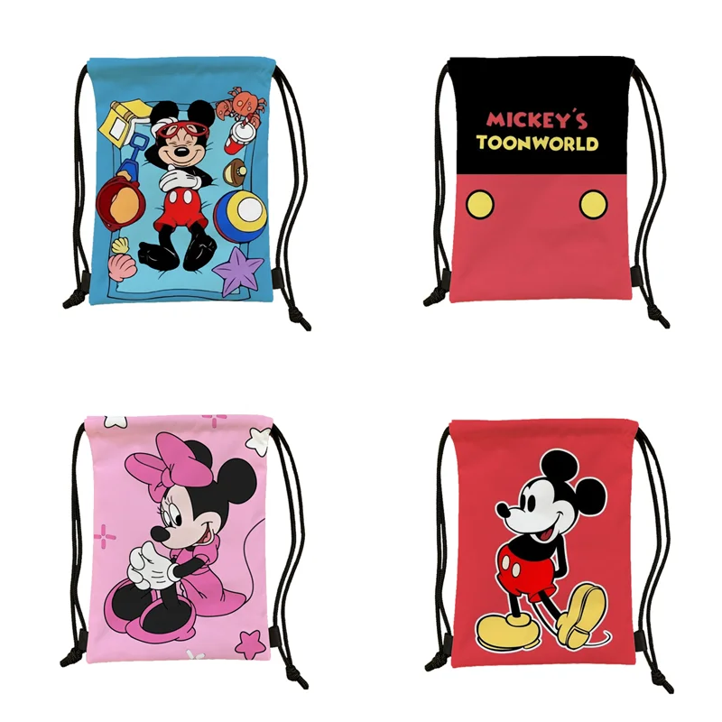 Cartoon Mickey and Minnie print series storage bag waterproof shoulder large capacity drawstring sports fashion basketball bag