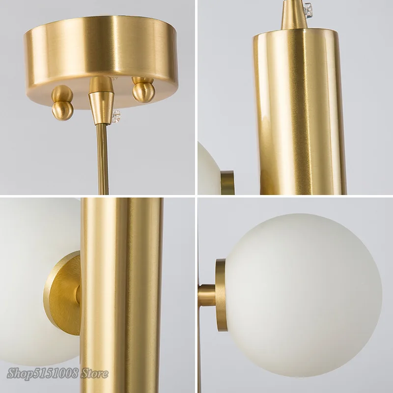 Nordic Designer Golden Pendant Lights Creative Magic Bean Frosted Glass Ball hanging lamp Living Room Bedside Led Light Fixtures