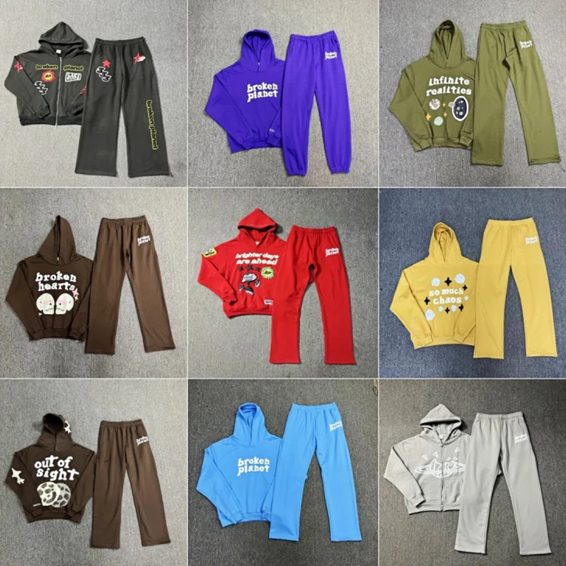 

Broken Planet Hoodie and Sweatpants Set High Quality Luxury Men's Clothing Y2K Pullover Streetwear Tracksuits BP Hoodies