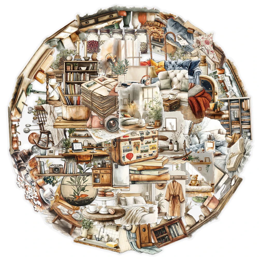 

10/30/50pcs Home Art Retro Furniture Stickers Transparent PET Sticker Decoration Luggage Phone Notebook Funny Cartoon Decals Toy