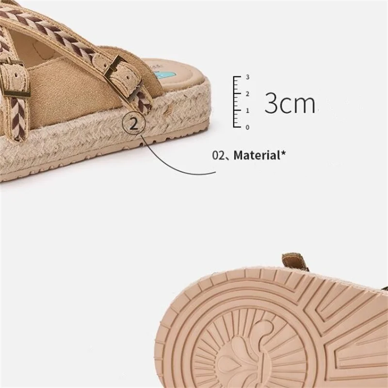 J & M-Mules en cuir pour femmes, espadrilles respirantes, chaussures décontractées, sandales de plage à enfiler, collection printemps été 2024